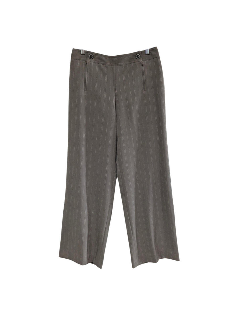 Harvé Benard Women's Pinstripe Wide Leg Trousers, Brown, 10 Petite, Sailor Style